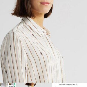 NWT RAILS Charli Linen Blend Button-Up Shirt XL, STRIPED SEAHORSES, $178